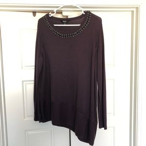 Purple asymmetrical hem sweater